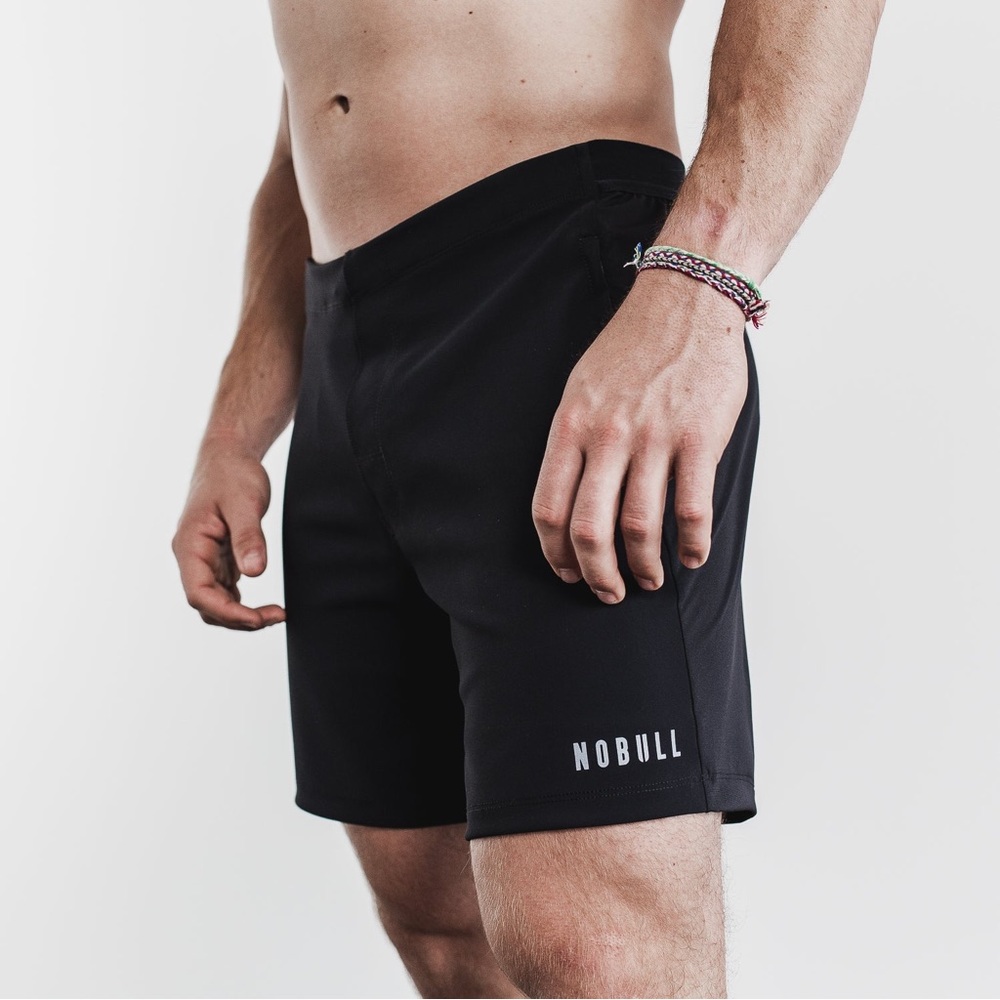 Nobull black lightweight workout athletic 7” elastic waist shorts stretchy M
